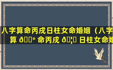 八字算命丙戌日柱女命婚姻（八字算 💮 命丙戌 🦅 日柱女命婚姻怎么样）